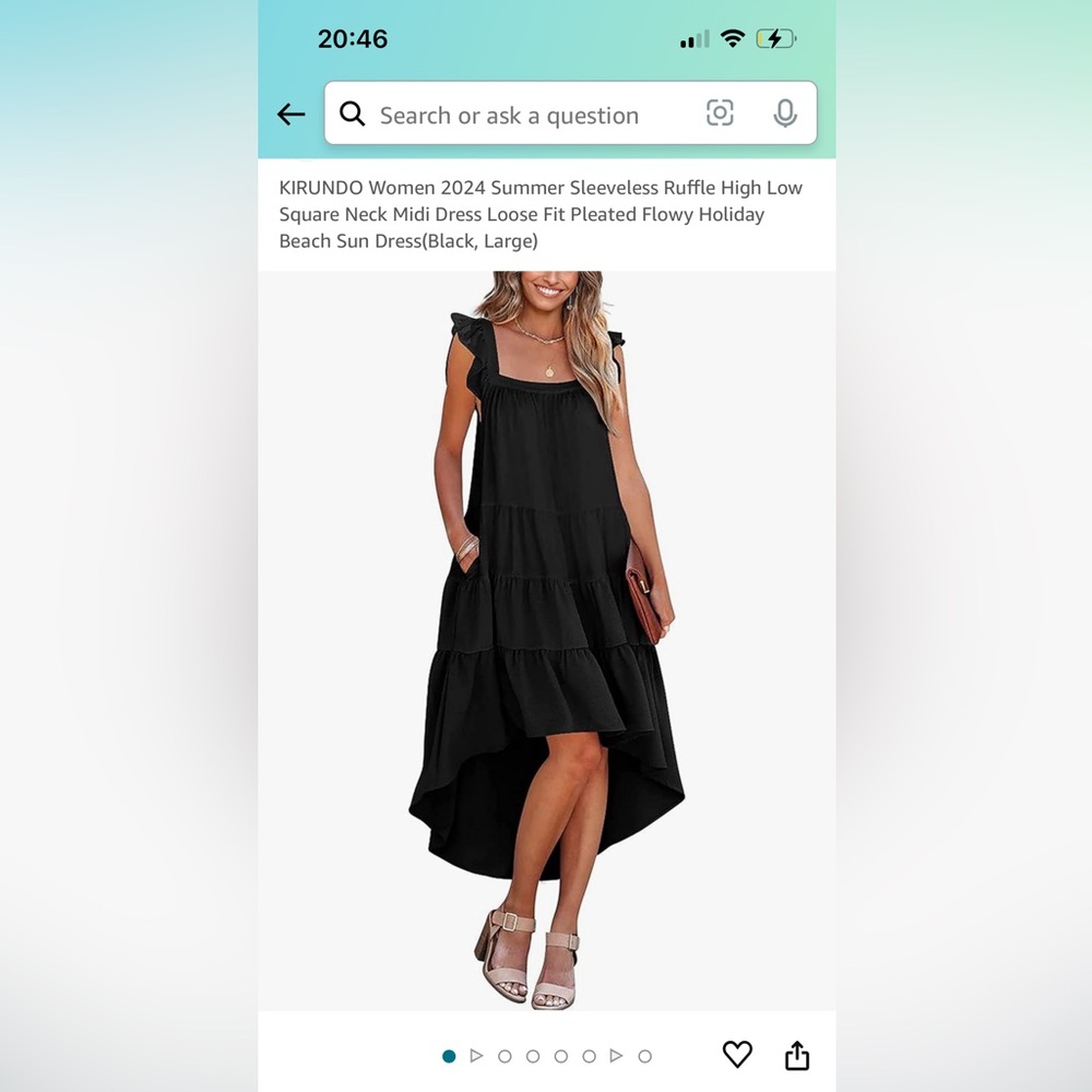 Summer Sleeveless Ruffle High Low Square Neck Midi Dress Loose Fit Flowy Dress
